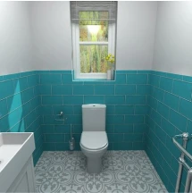 a wc with the window toilet and sink