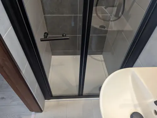 a Boden Park  shower with a glass door
