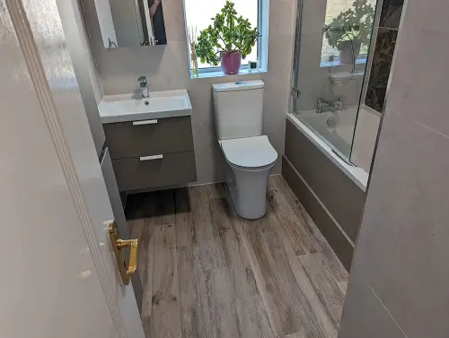 a bathroom with a sink and toilet